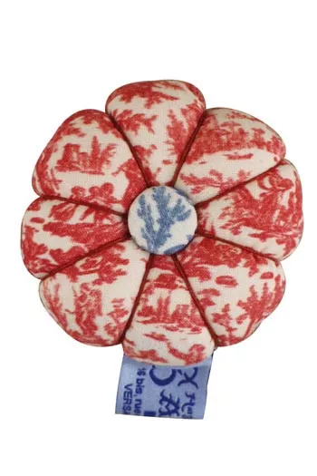 Top of Sajou red miniature Toile de Jouy pumpkin pin cushion Top of Sajou red miniature Toile de Jouy pumpkin pin cushion