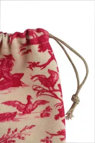 Detail of the Sajou drawstring pouch for scissors pink Toile de Jouy