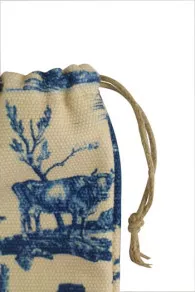 Sajou Scherentasche Toile de Jouy in Blau: Nahansicht der Leinenkordel  