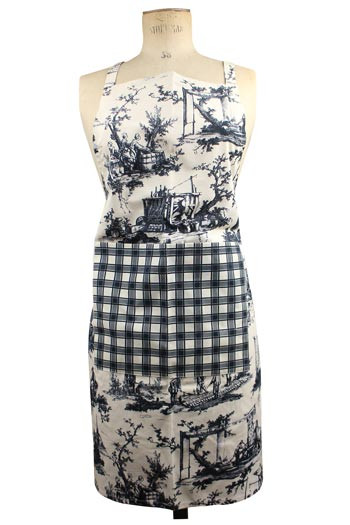 Sajou Schürze für Kochen und Basteln - Toile de Jouy Travaux Manufacture in Schwarz