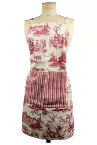 Sajou apron Travaux de la Manufacture bordeaux motif with checkered motif pocket