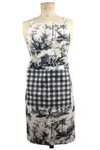 Sajou apron Travaux de la Manufacture black motif with checkered motif pocket