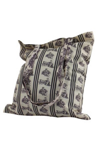 Tote Bag aus Sajou Toile de Jouy Offrande à l'Amour Grau - Kombistoff mit Figuren und Längsstreifen