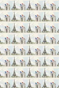 Tissu coton en coupon Paris motif de petites tours Eiffel