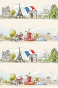 Coupon tissu coton Sajou vues de Paris et la tour Eiffel