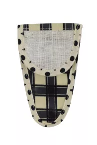Etui porte-ciseaux Sajou toile cirée carreaux noirs et écrus taille M