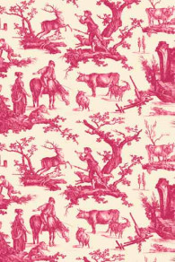Sajou Toile de Jouy Plaisirs de la Campagne in Pink 150 cm breit