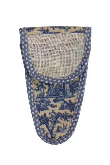 Étui porte-ciseaux Sajou toile de Jouy enduite bleu taille M