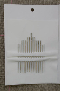 Contents of Sajou blue toile de Jouy 15 sharp embroidery needles booklet